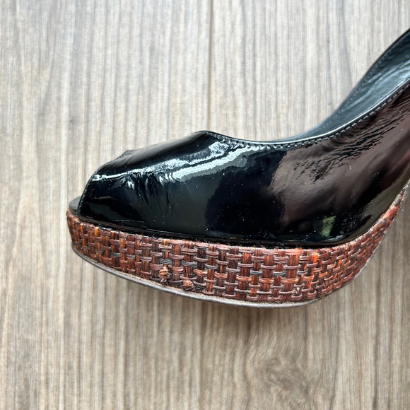 Stuart Weitzman Black Patent Leather Slingback Heels | 10.5 - Picture 5 of 12